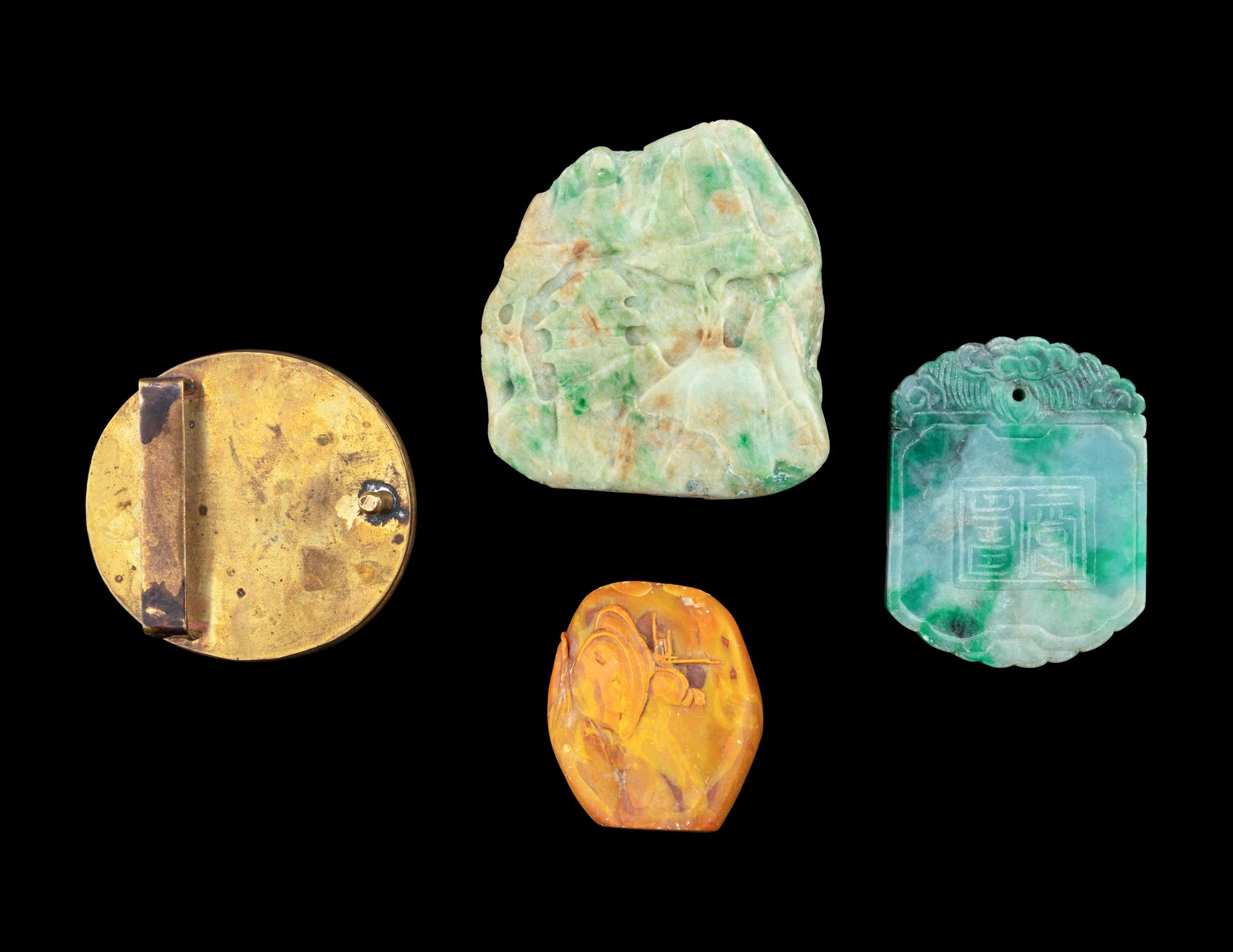 Four Chinese Jadeite and Soapstone Carvings