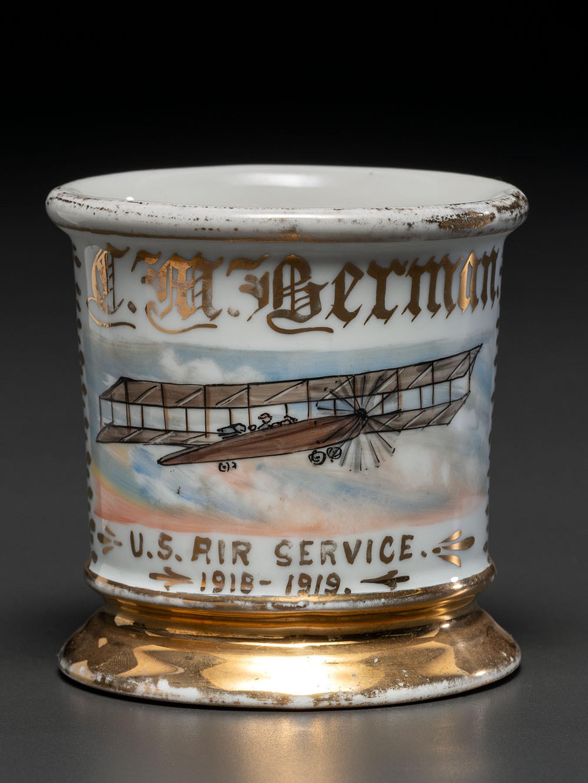 A Porcelain Shaving Mug Commemorating United States Air Service in World War I