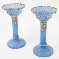 A Pair of Opaline Glass Girandoles Height 11 3/4 inches. — 20TH CENTURY