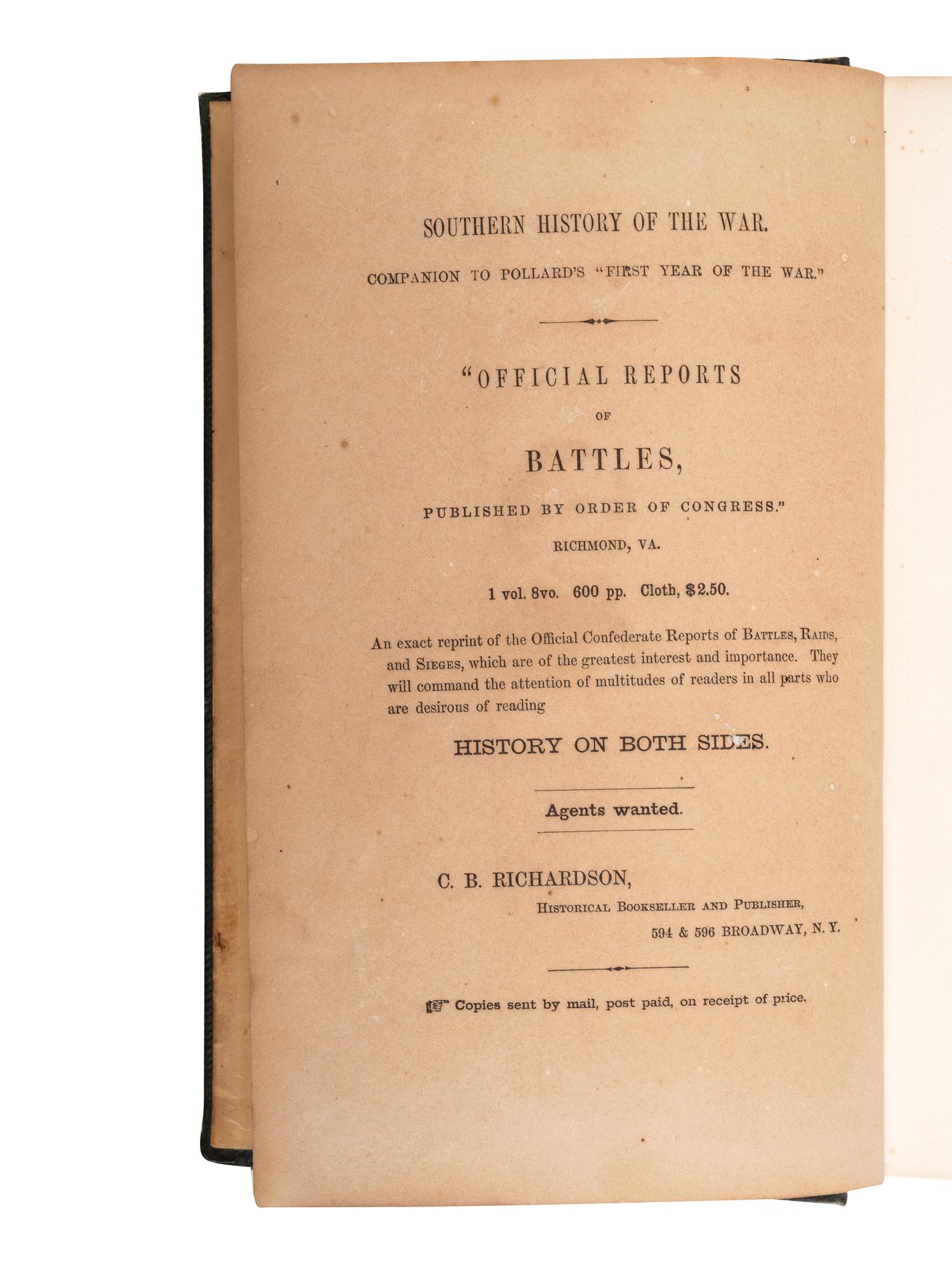 [CIVIL WAR - CONFEDERACY]. A group of memoirs and histories of the Civil War from a Southern perspective, comprising: