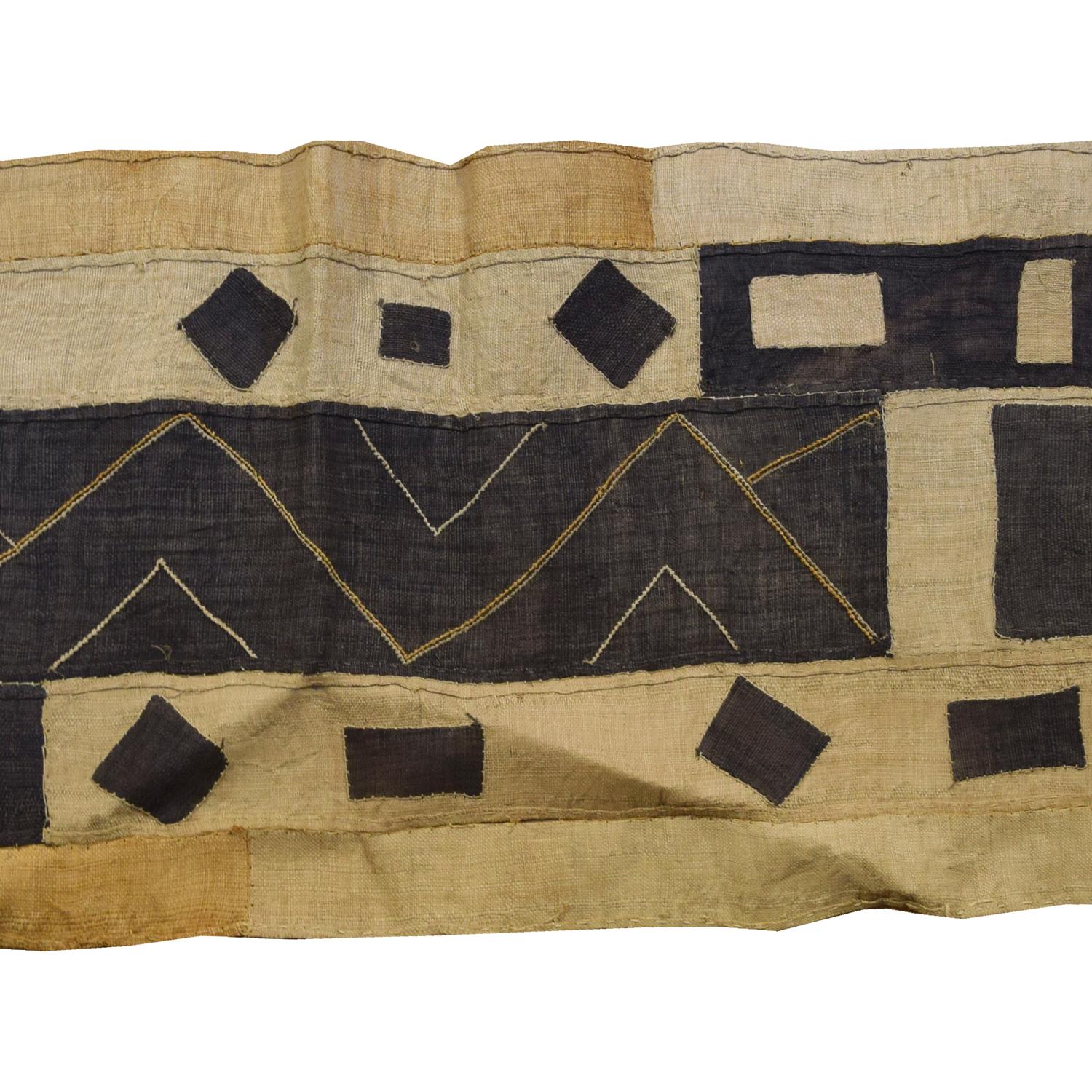 A Hand Woven Kuba Cloth 136" W x 18" H — Democratic Republic of the Congo, Mid-20th Century