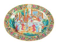 A Chinese Famille Rose Porcelain Well and Tree Platter — QING/19TH CENTURY