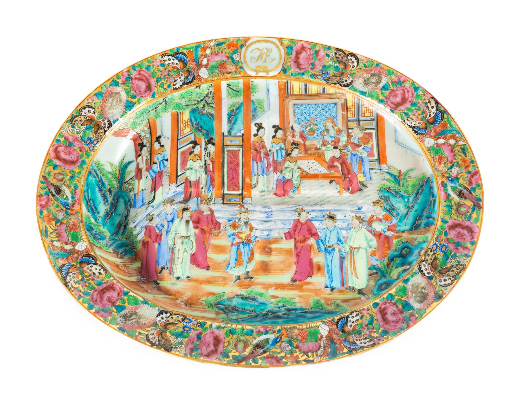 A Chinese Famille Rose Porcelain Well and Tree Platter — QING/19TH CENTURY