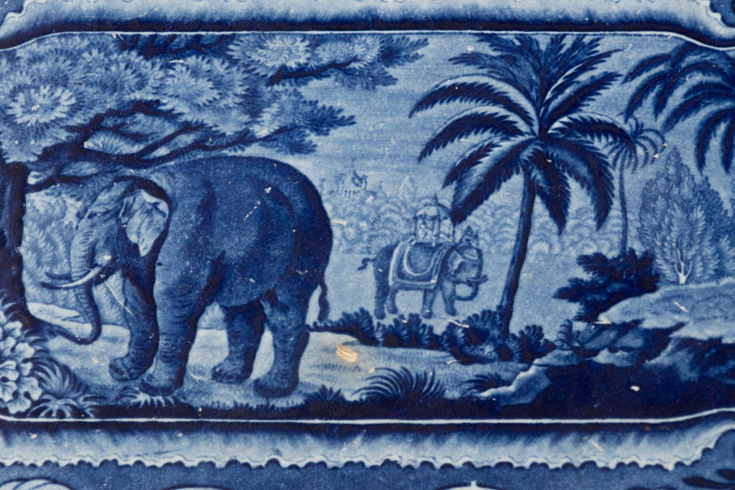 Three Blue Staffordshire Platters