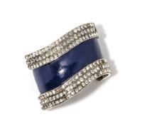 A Gianni Versace Navy and Rhinestone Cuff, Width: 2"; Inner Circumference: 4.5".