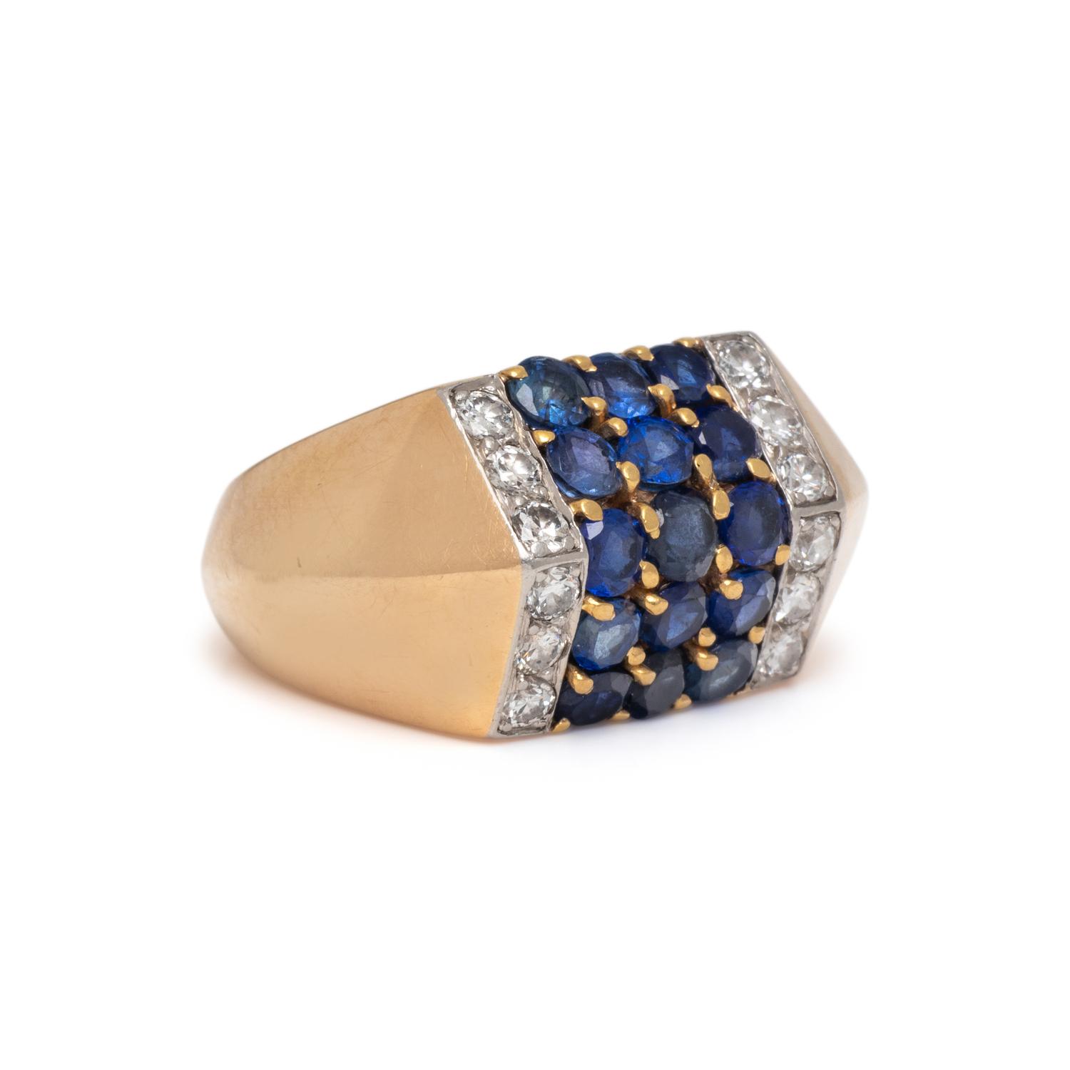 CARTIER, GOLD, SAPPHIRE, AND DIAMOND RING