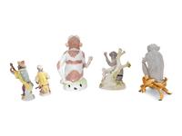 A Group of Porcelain Monkey Figures
