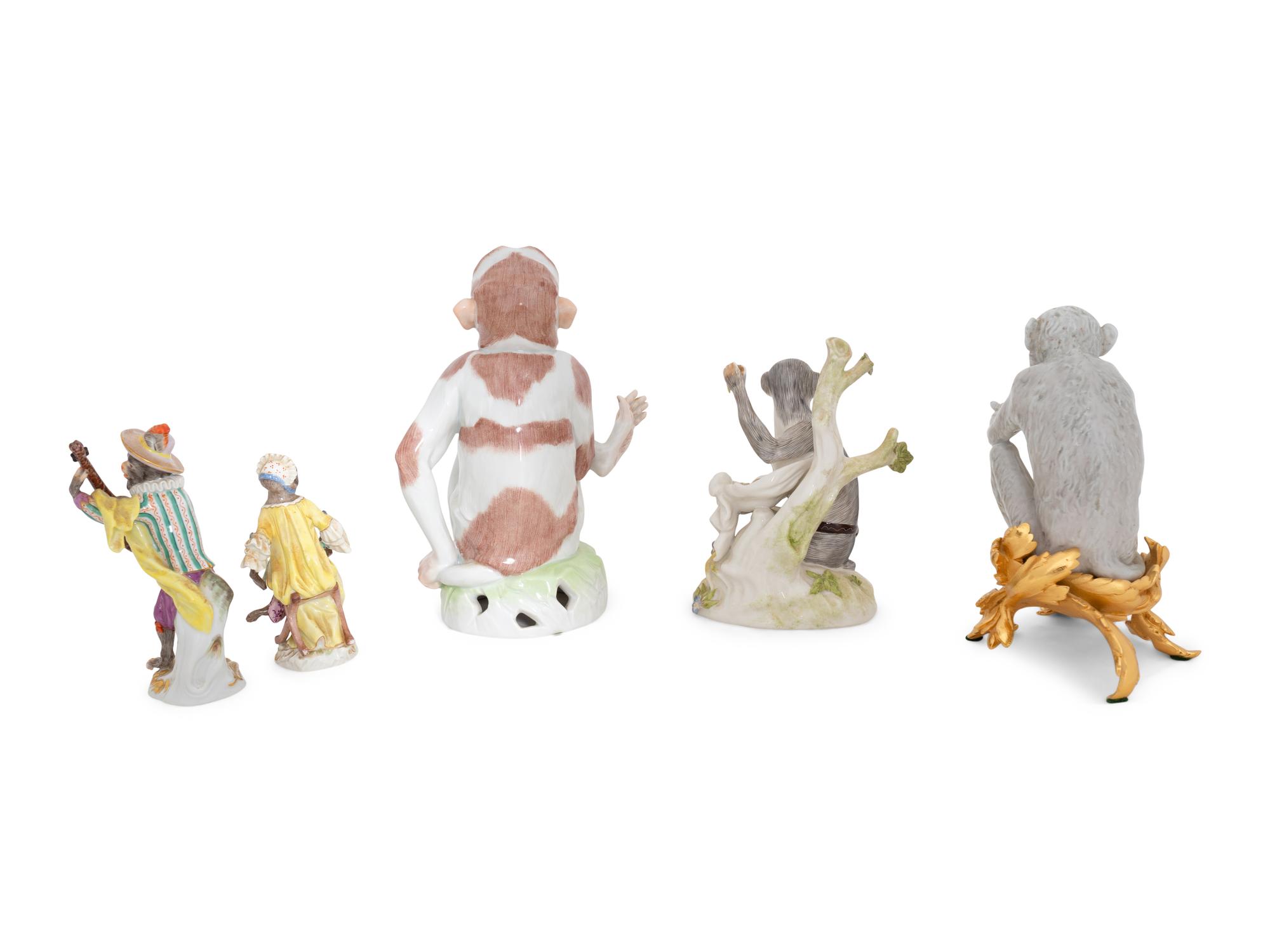 A Group of Porcelain Monkey Figures
