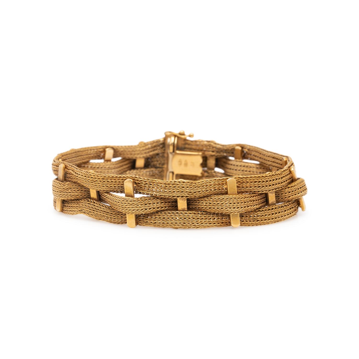 YELLOW GOLD MESH LINK BRACELET