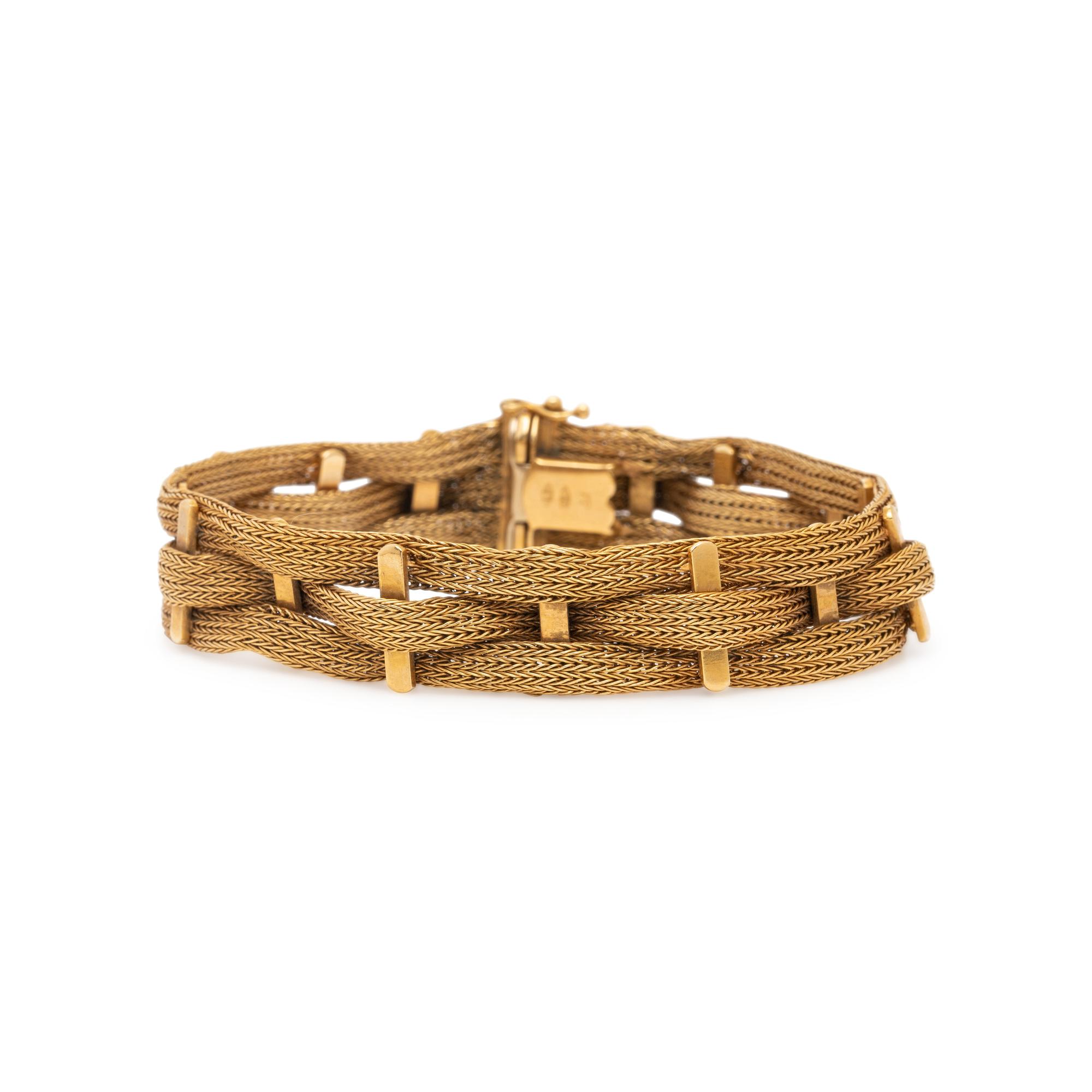 YELLOW GOLD MESH LINK BRACELET