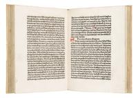 GREGORIUS I (Saint, c.540-604). Dialogorum libri quattuor , in German: Das buch der zwayer red mit ainander . Edited by Johannes von Speyer, with 5 other texts in German: TUNDALUS. De eius visio, sive de raptu animae: Die Gesicht Tundali . - BEDA. V isio Fursei: Das Wunderzeichen des Bishof Forsee . - Speculum mundi: Spiegel der Welt . - Ars moriendi: Kunst des Sterbens . - Cordiale quattuor novissimorum: Die vier letzte Dinge . [Augsburg: Johann Bamler at the Monastery of SS. Ulrich and Afra], 1473.
