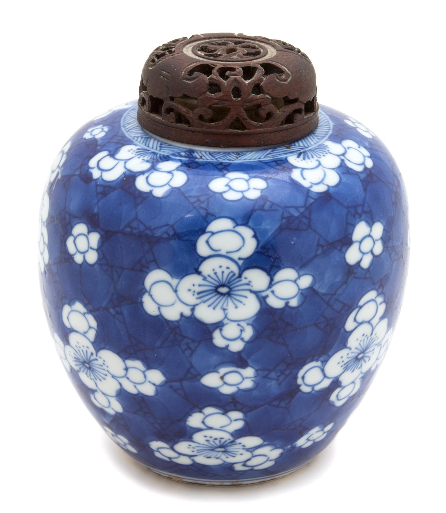 A Chinese Blue and White Ginger Jar Height 5 1/4 inches. — 20TH CENTURY