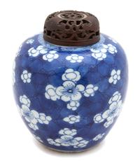 A Chinese Blue and White Ginger Jar Height 5 1/4 inches. — 20TH CENTURY