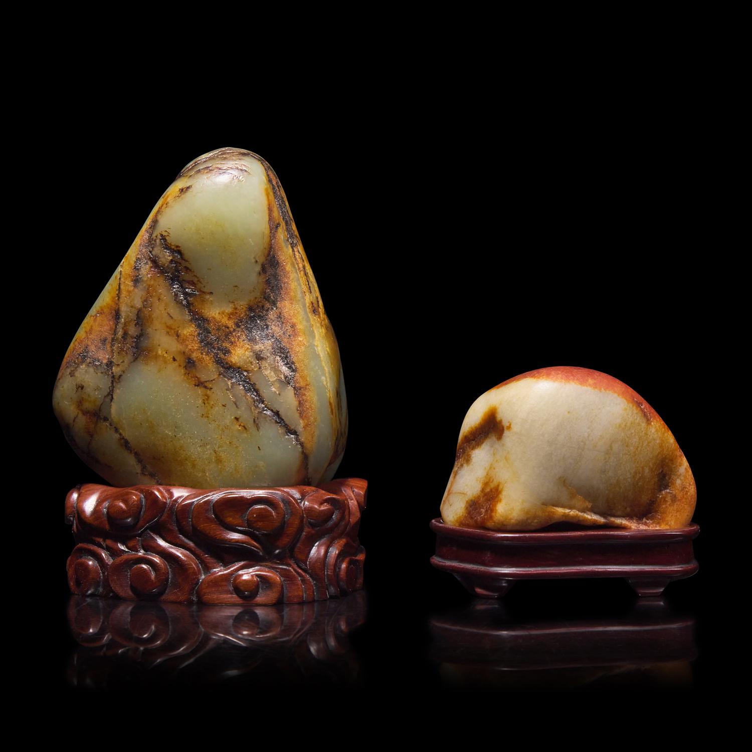 Two Chinese Jade Scholar's Rocks — 玉石供两座
