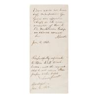 Lincoln, Abraham (1809-1865). Autograph endorsement signed ("A. Lincoln"), 8 lines, Washington, D.C., 4 January 1862, on the verso of an anonymous letter addressed to the Chicago Tribune, Cairo, Illinois, 24 December 1861.