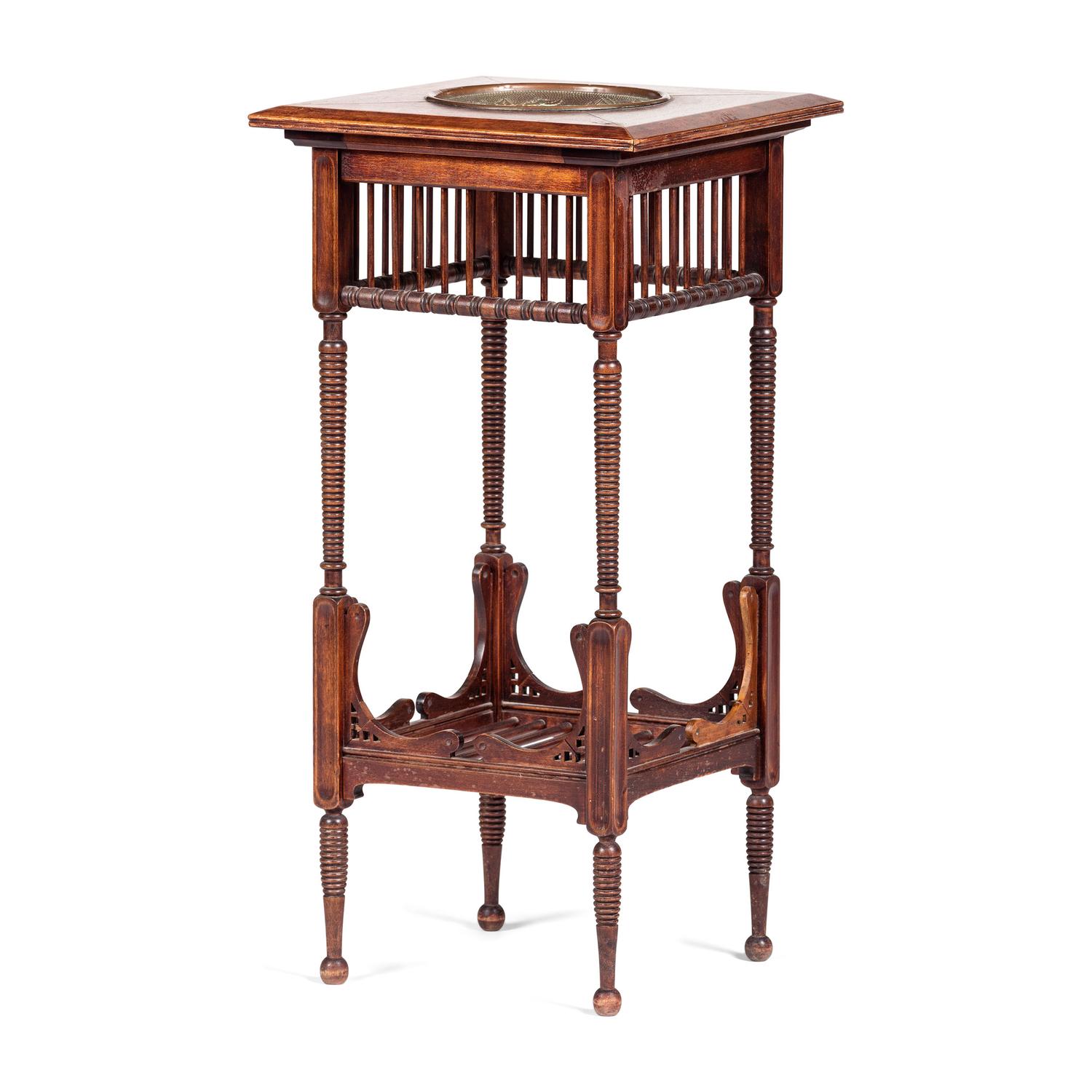 A Victorian Fern Stand in Walnut with Inset Cast Metal Plaque