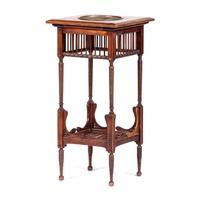 A Victorian Fern Stand in Walnut with Inset Cast Metal Plaque
