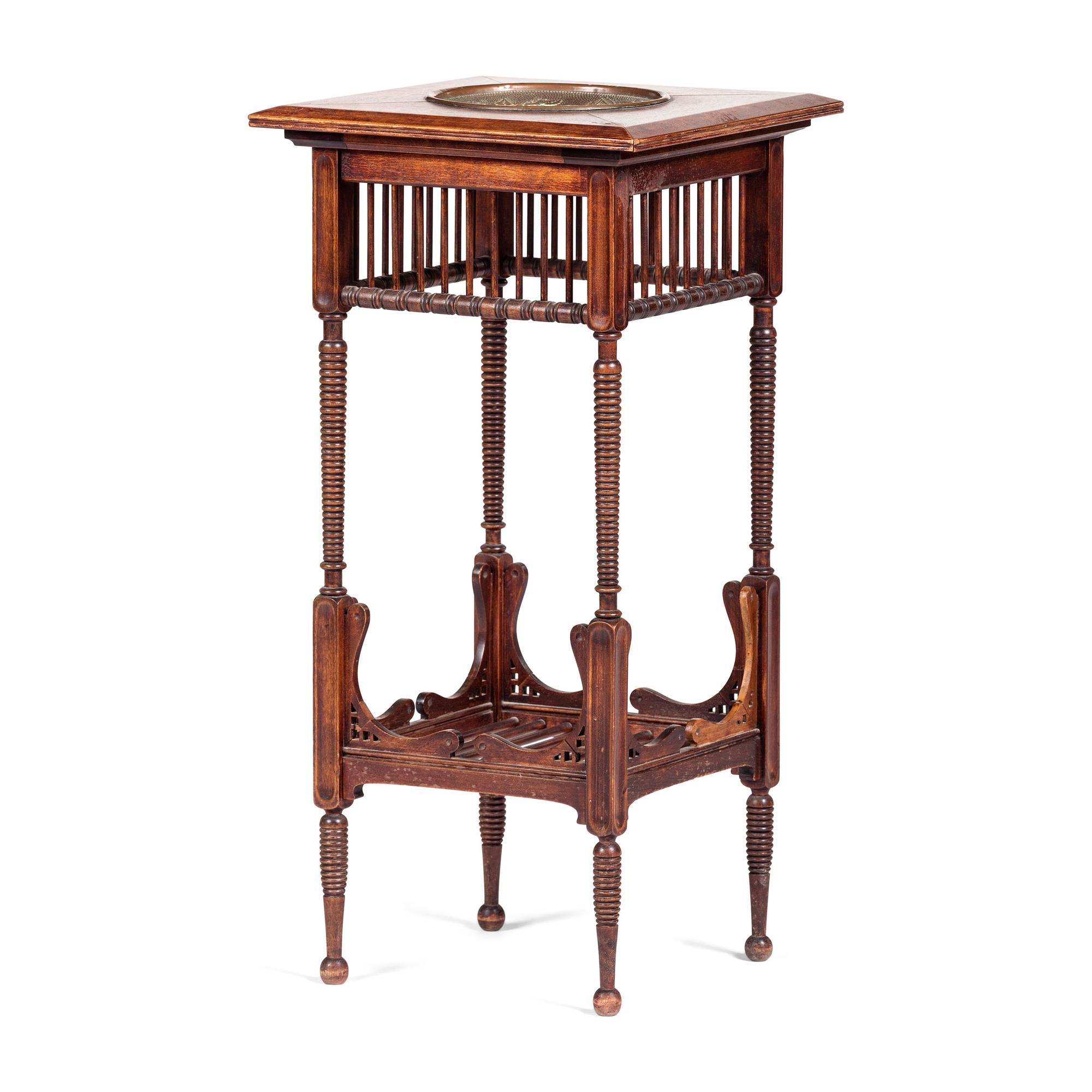 A Victorian Fern Stand in Walnut with Inset Cast Metal Plaque