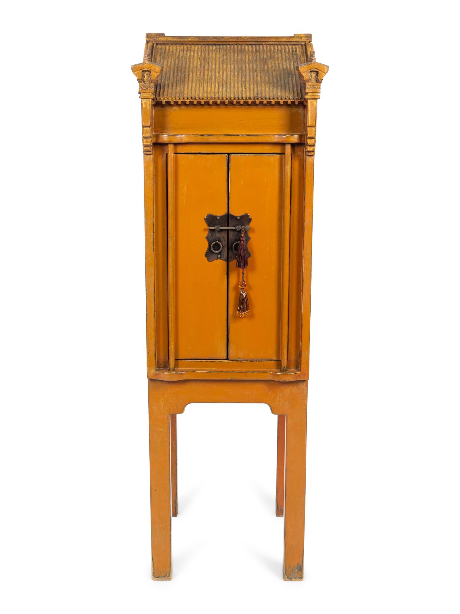 A Chinese Parcel-Gilt and Coral Lacquer Shrine — 20TH CENTURY