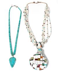 Santo Domingo Inlaid Shell Necklace Length of first approximately 15 inches