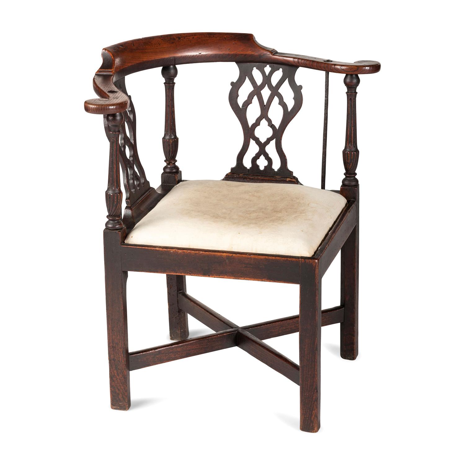 A Chippendale Carved Walnut Corner Chair