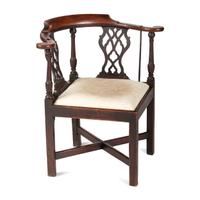 A Chippendale Carved Walnut Corner Chair
