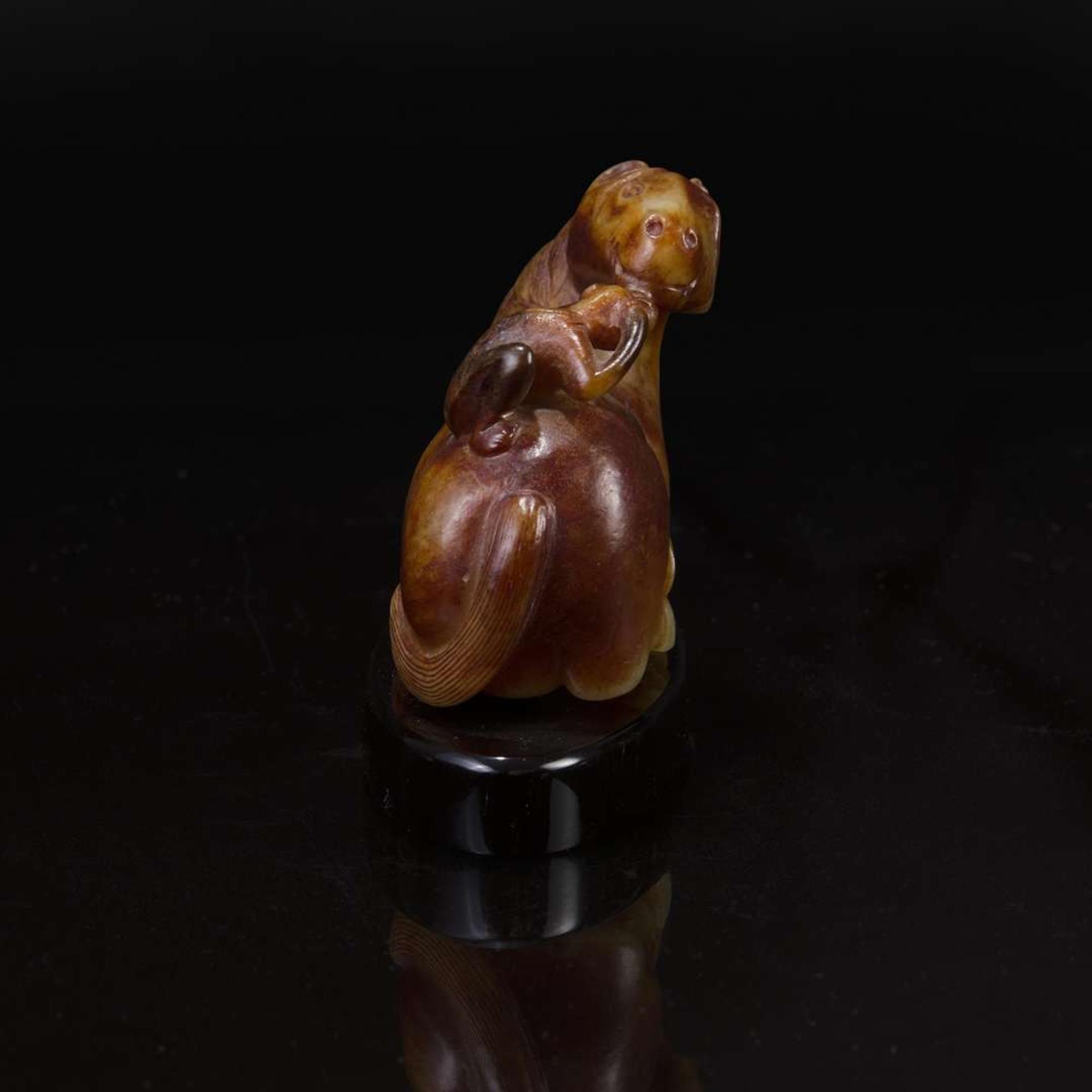 A Chinese yellowish and russet jade "Horse and Monkey" group 马上封”猴“玉雕 18th century or later ???????