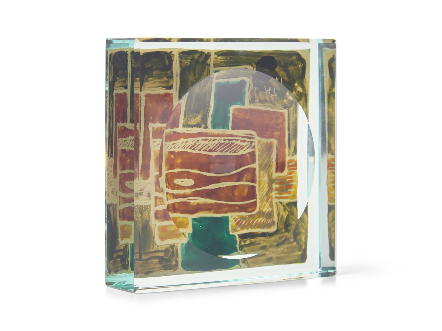 An Italian Reverse Painted Glass Vide Poche By Dube for Fontana Arte DONATED BY NATE BERKUS