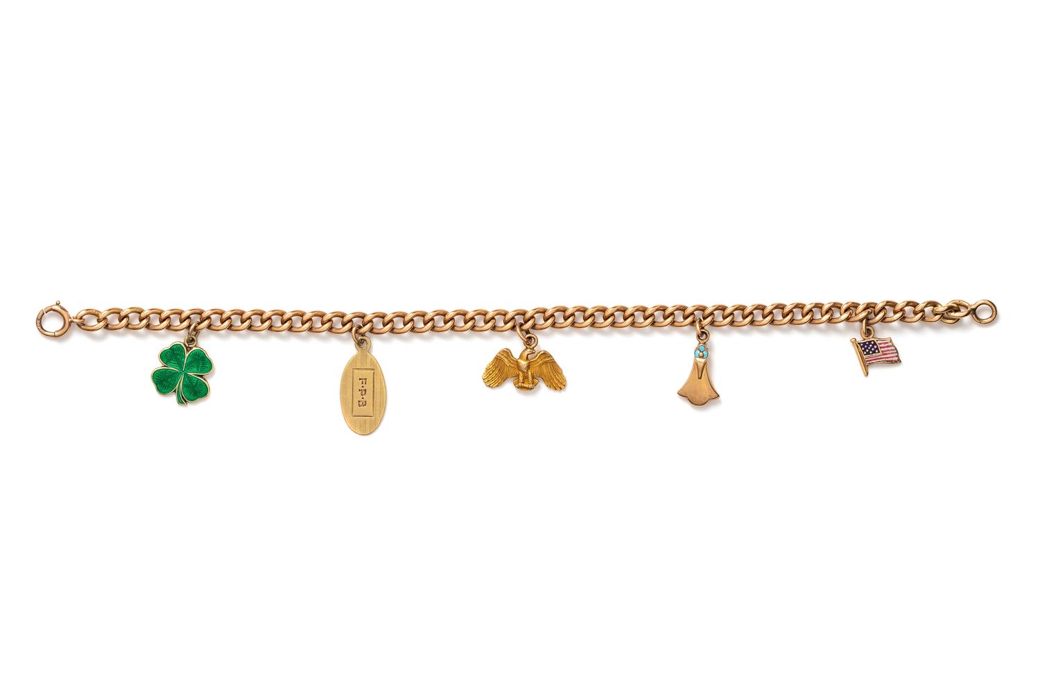 A Yellow Gold Charm Bracelet,