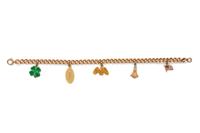 A Yellow Gold Charm Bracelet,
