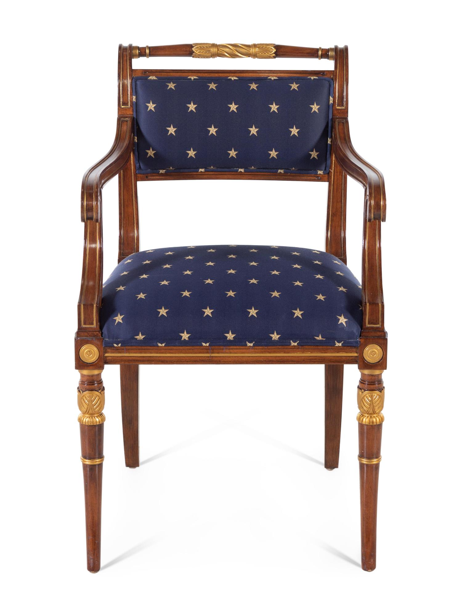 A Federal Style Parcel-Gilt Mahogany Armchair