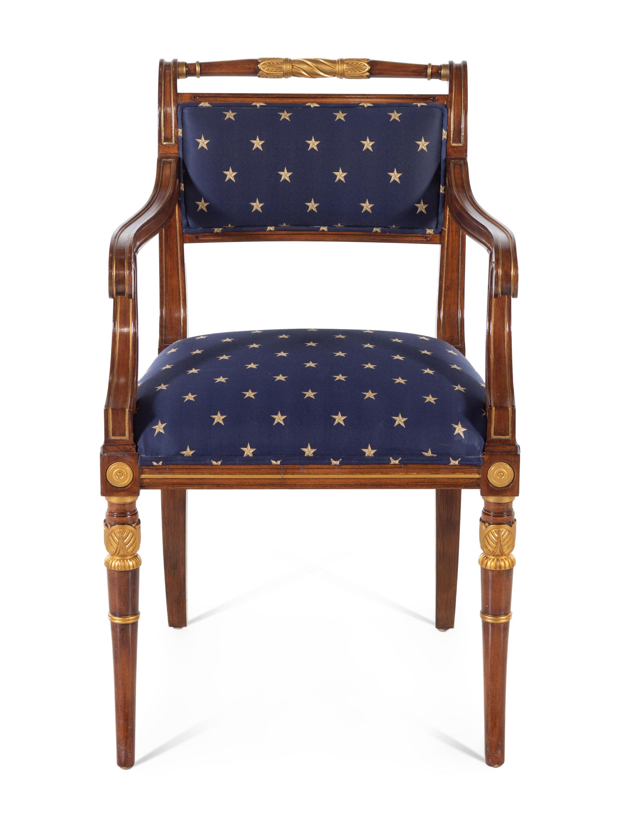 A Federal Style Parcel-Gilt Mahogany Armchair