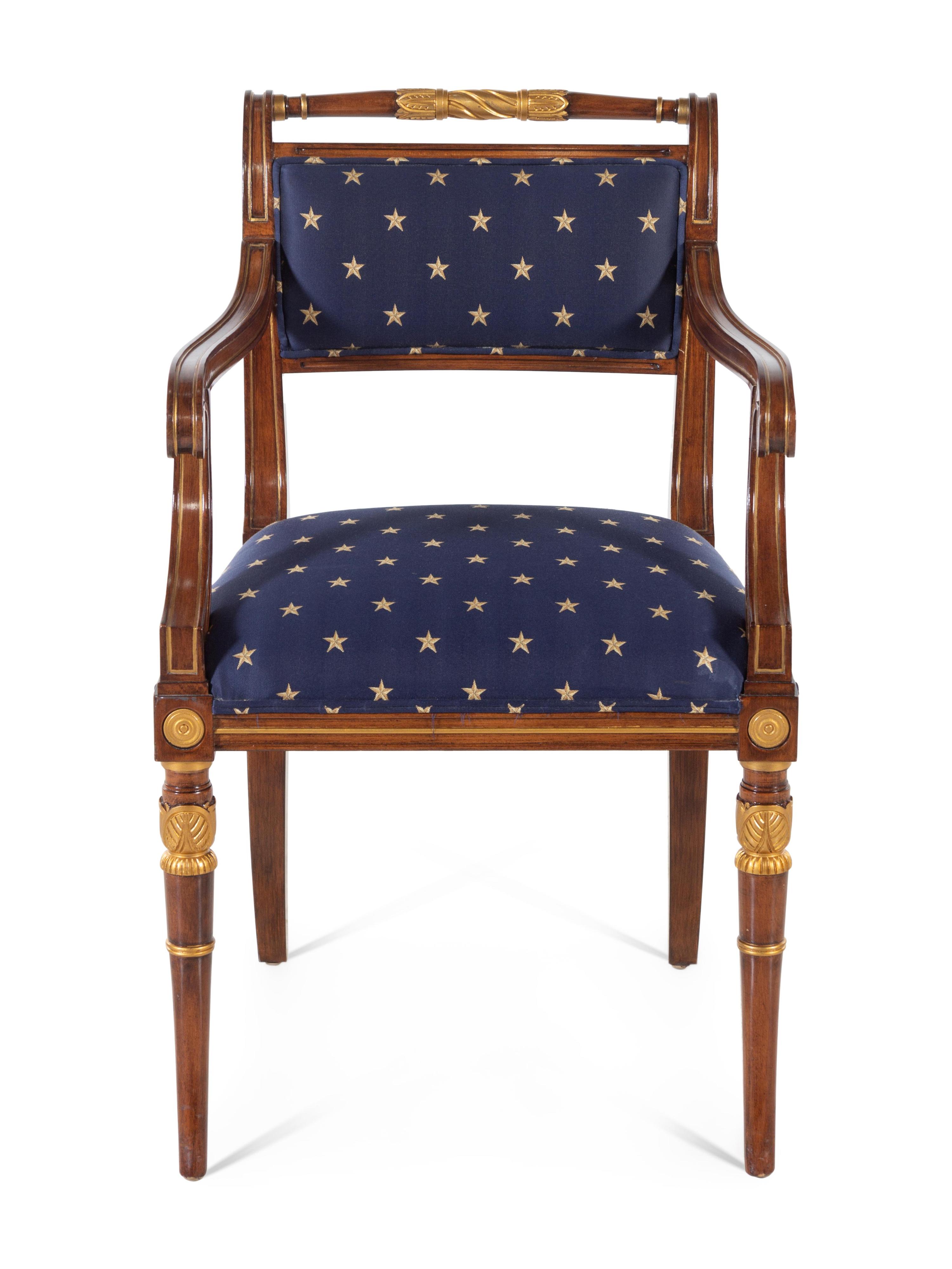 A Federal Style Parcel-Gilt Mahogany Armchair