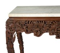 A Carved Anglo-Indian Rosewood Console Table with Carrara Marble Top