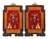 A Pair of Chinese Parcel Gilt Panels