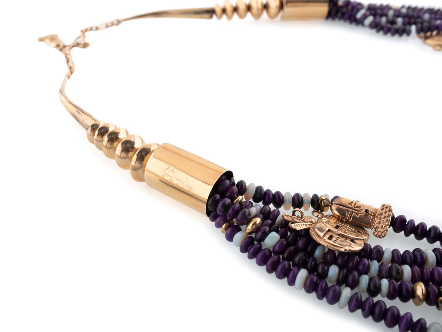 14k Gold Multi-Strand Necklace, with Katsina Charms