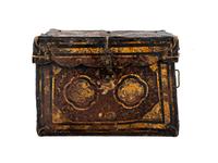 A Tibetan Brass Mounted Leather Box — 19TH CENTURY
