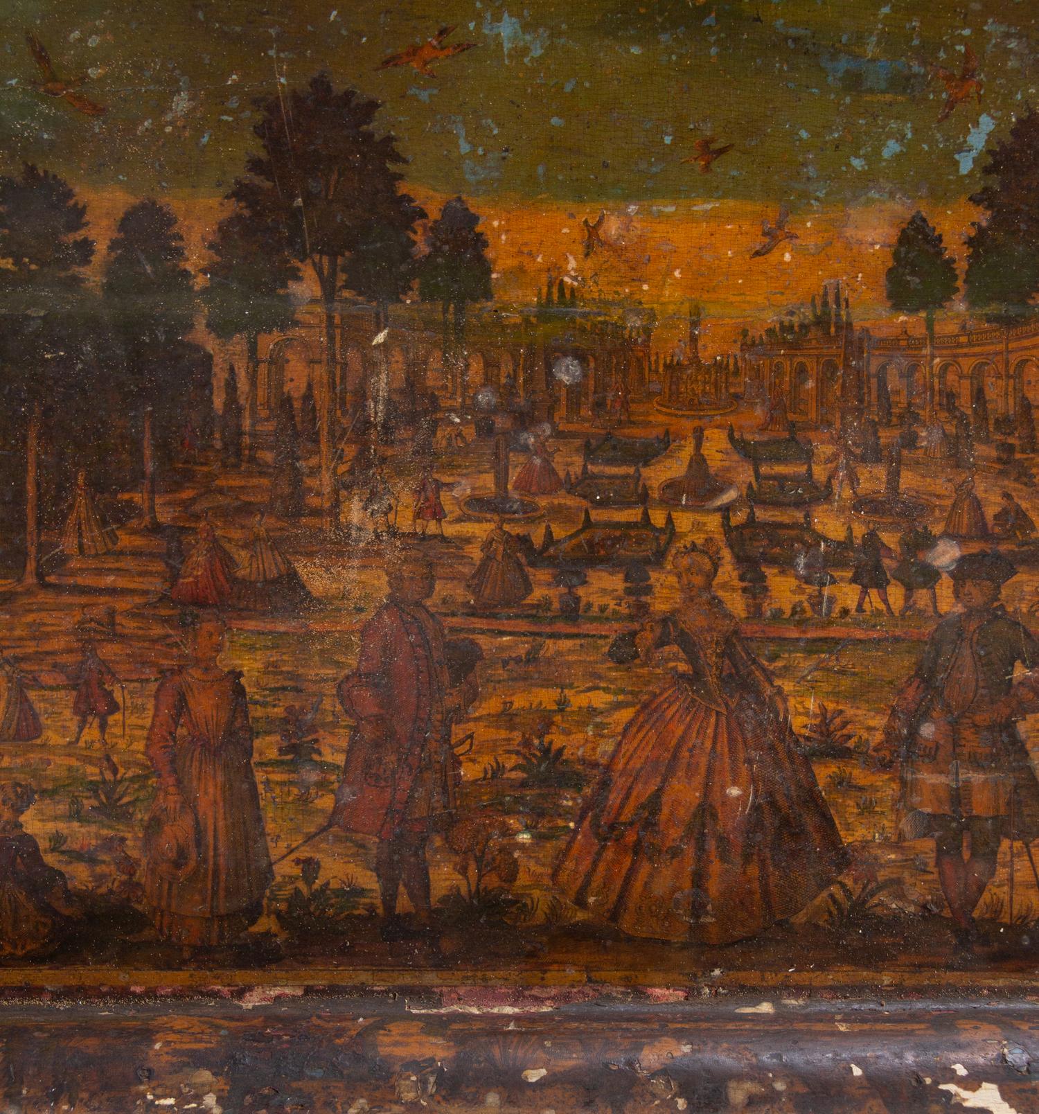 A Venetian Painted and Parcel Gilt Low Table