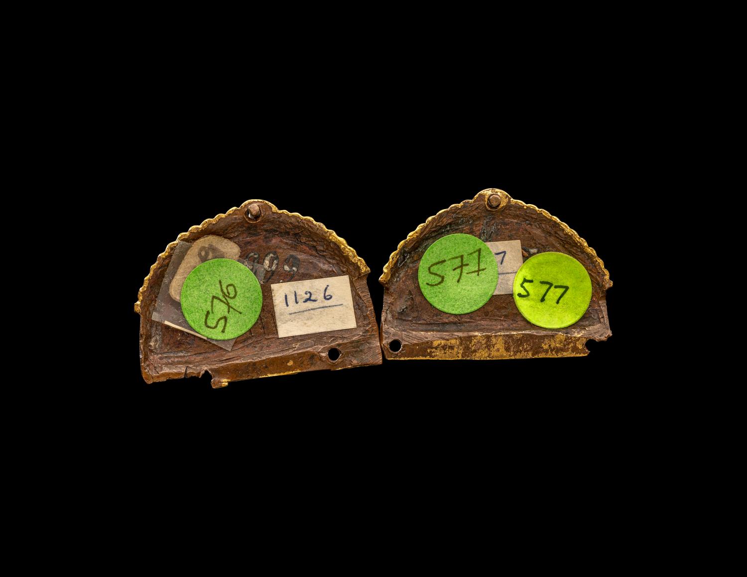 Two Mosan Champlevé and Gilt-Copper Ornamental Plaques