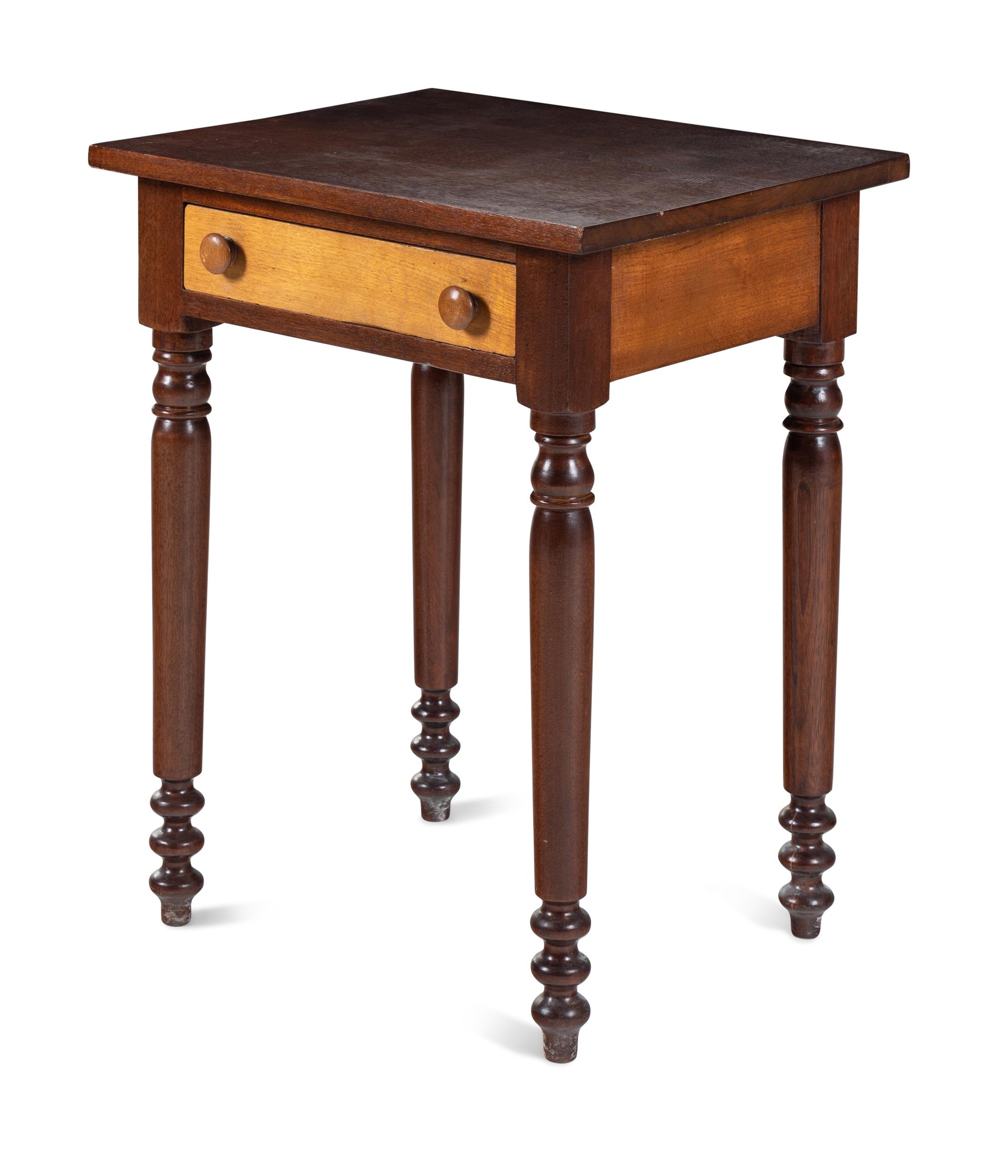 A Maple and Walnut One Drawer Work Table
