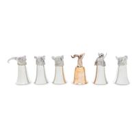 A Set of Six Silvered Metal Animal Form Stirrup Cups