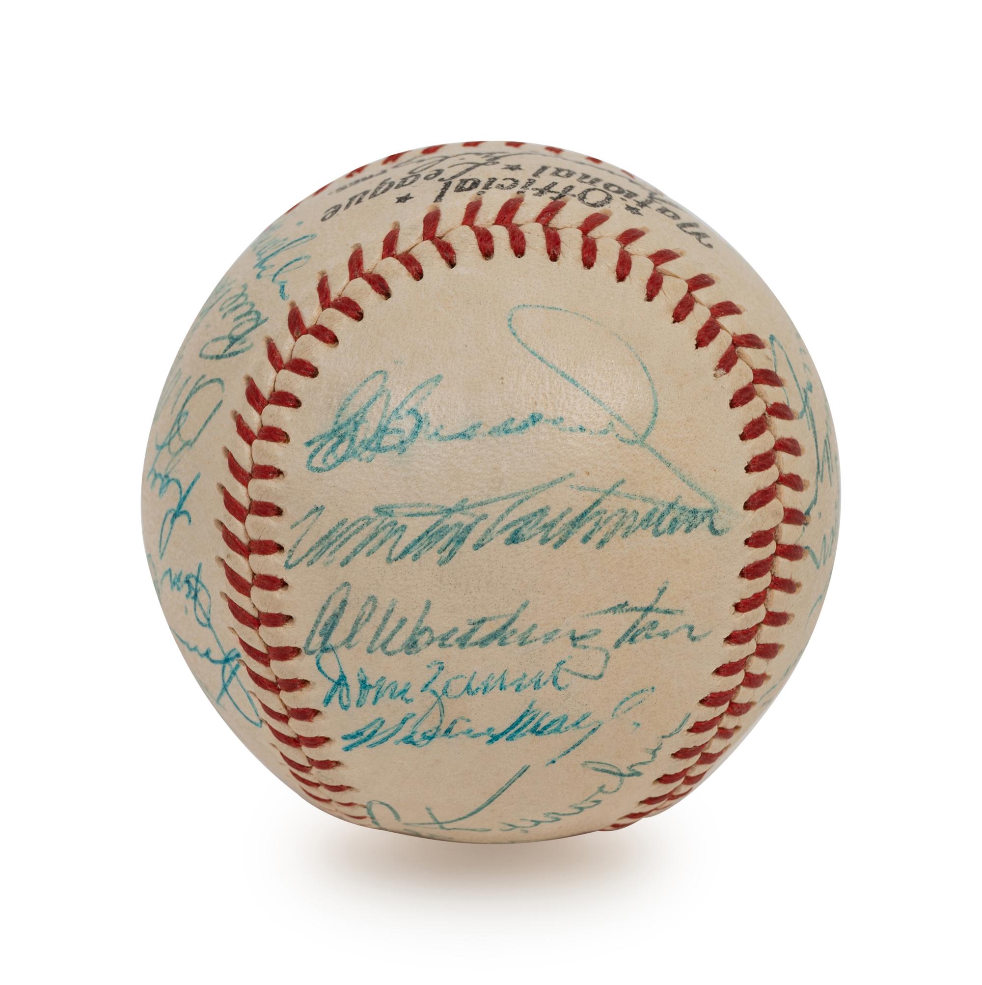 A 1956 New York Giants Team Signed Autograph Baseball Including Willie Mays (BAS Beckett Authentication Services Certified),