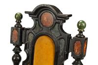 A Pair of Florentine Specimen Marble-Inset Ebonized Side Chairs