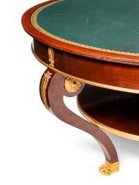 An Empire Style Gilt Bronze Mounted Mahogany Leather-Top Center Table