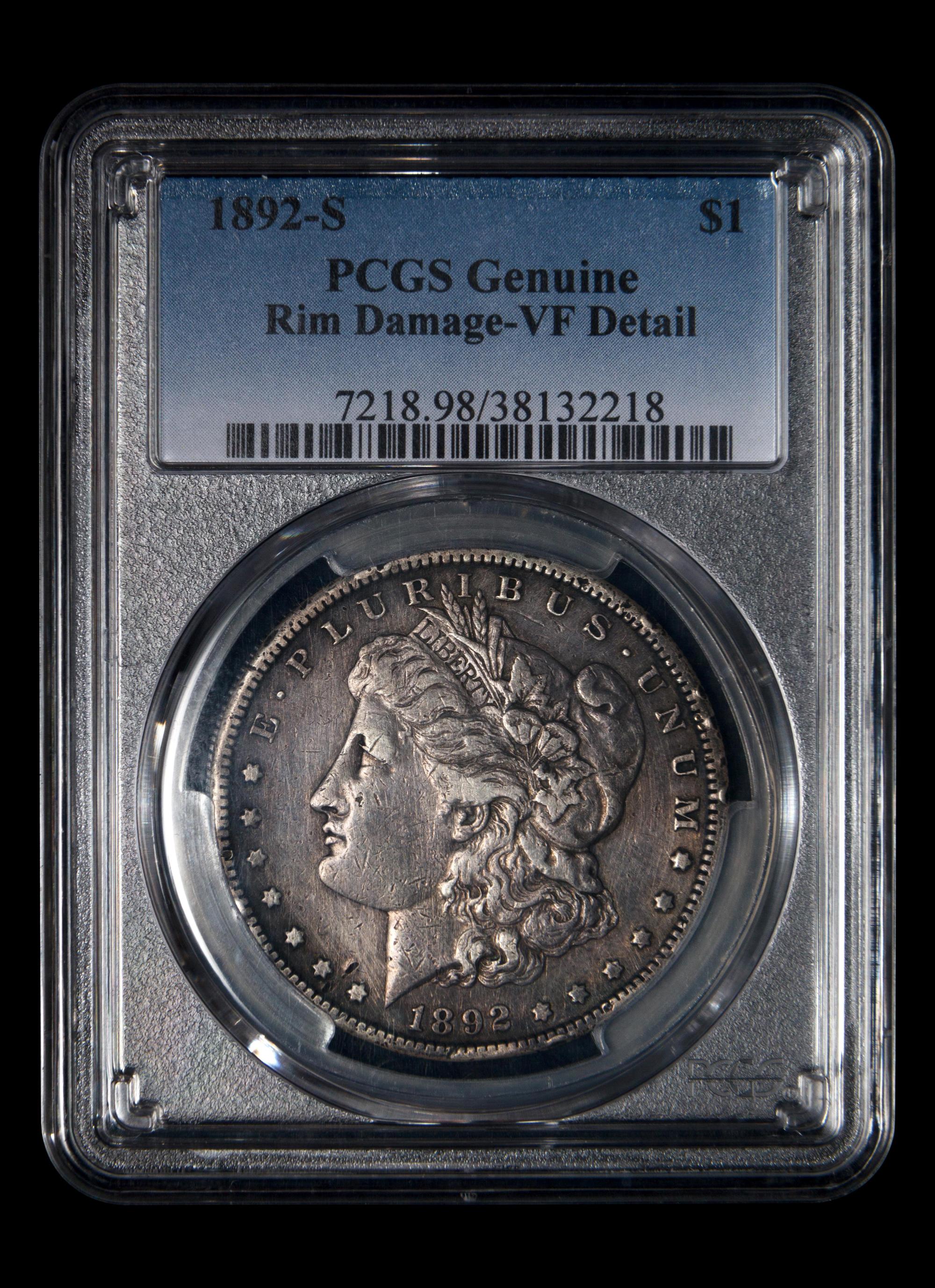 An 1892-S Morgan $1 Coin (PCGS VF Detail-Rim Damage)