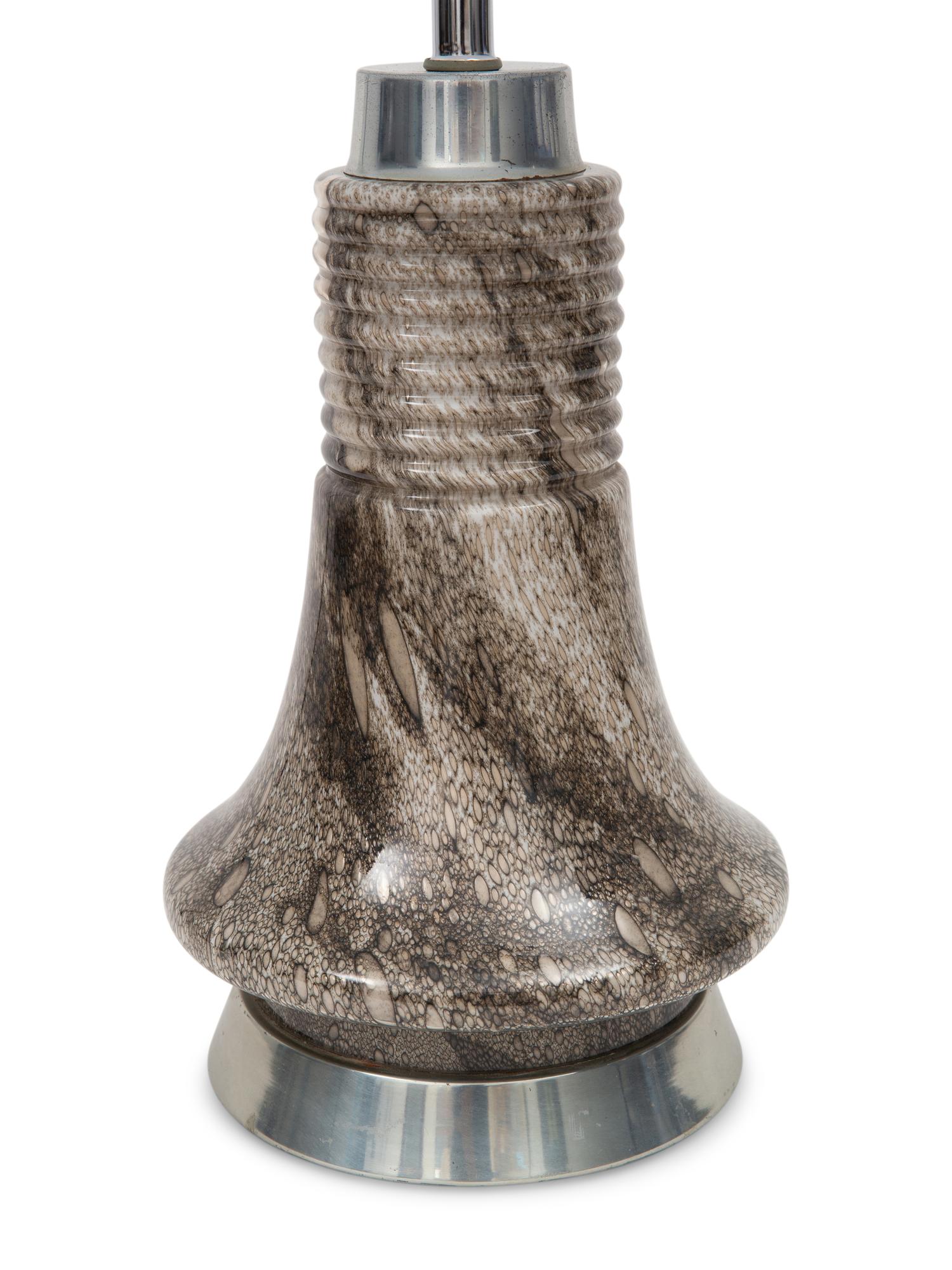 A Murano Glass and Stainless Steel Table Lamp