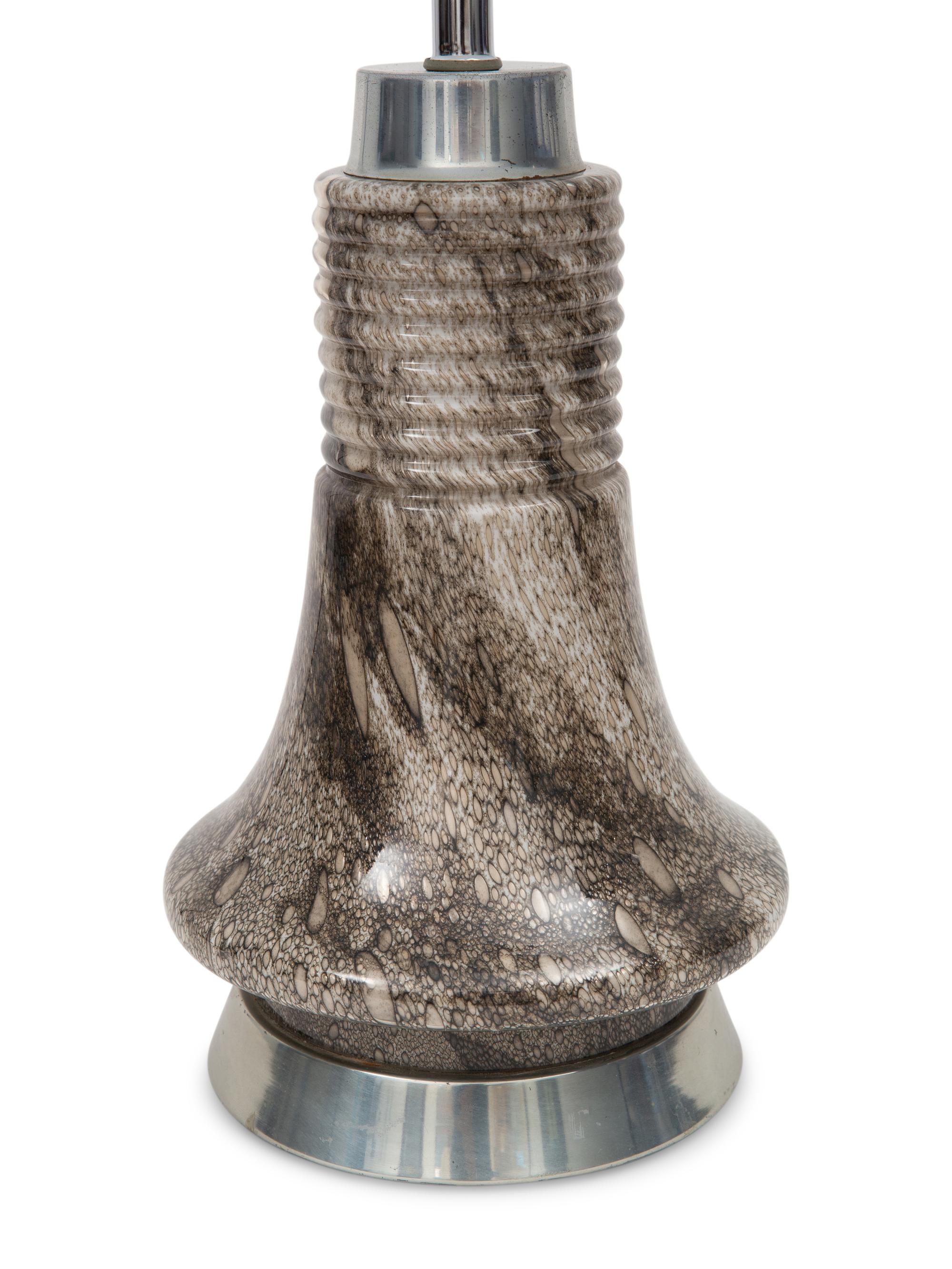 A Murano Glass and Stainless Steel Table Lamp