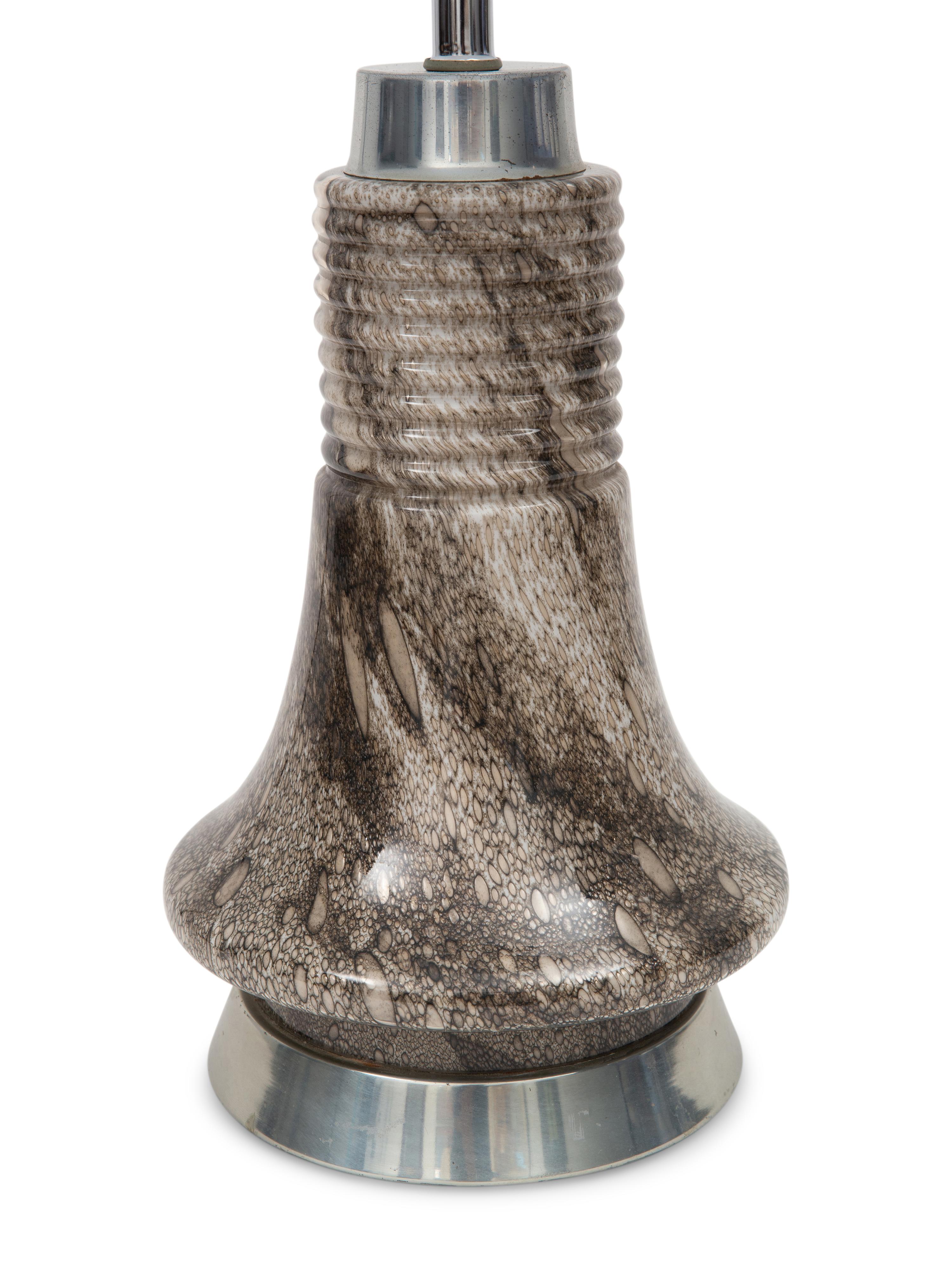 A Murano Glass and Stainless Steel Table Lamp