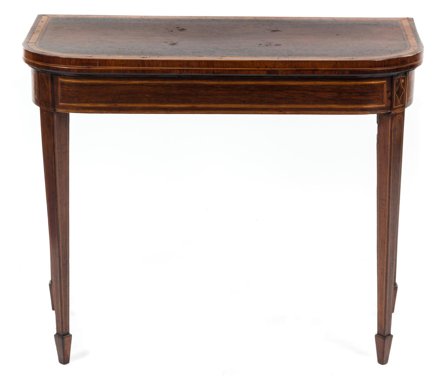 A Regency Rosewood Flip-Top Game Table, Height 29 1/2 x width 36 x depth 18 inches (closed).