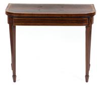 A Regency Rosewood Flip-Top Game Table, Height 29 1/2 x width 36 x depth 18 inches (closed).